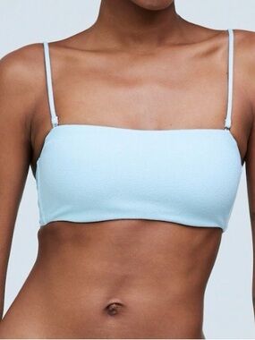 Madewell Women's Spaghetti-Strap Bandeau Bikini Top Blue Heron S